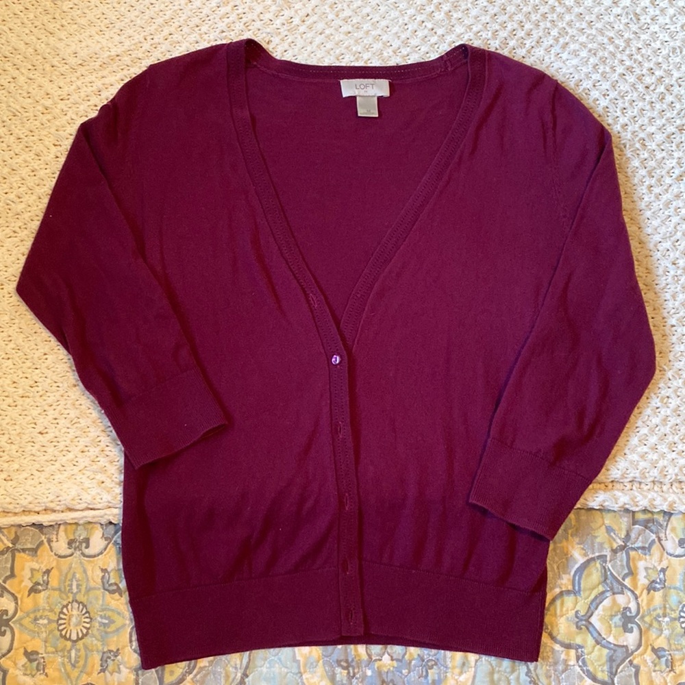 Loft purple cardigan 💜 size Medium